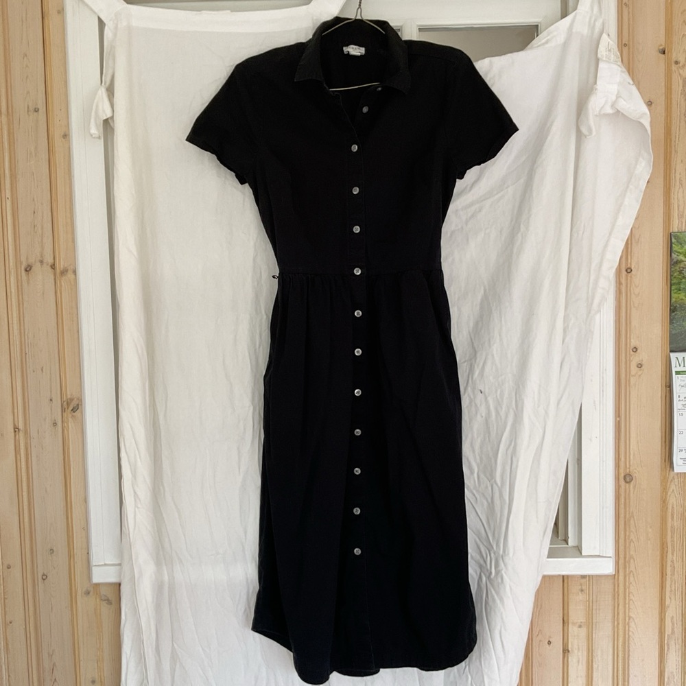 J. Crew Black Short-Sleeve Midi Dress